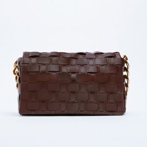 ZARA Woven Leather Shoulder Bag BNWT